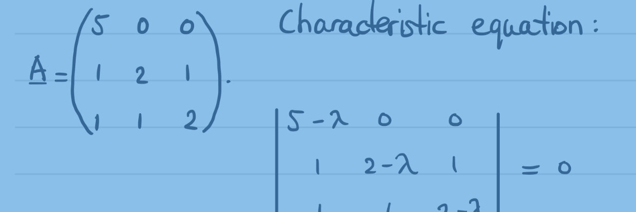 Reële eigenwaarden en eigenvectoren van 3×3 matrices, voorbeeld 1