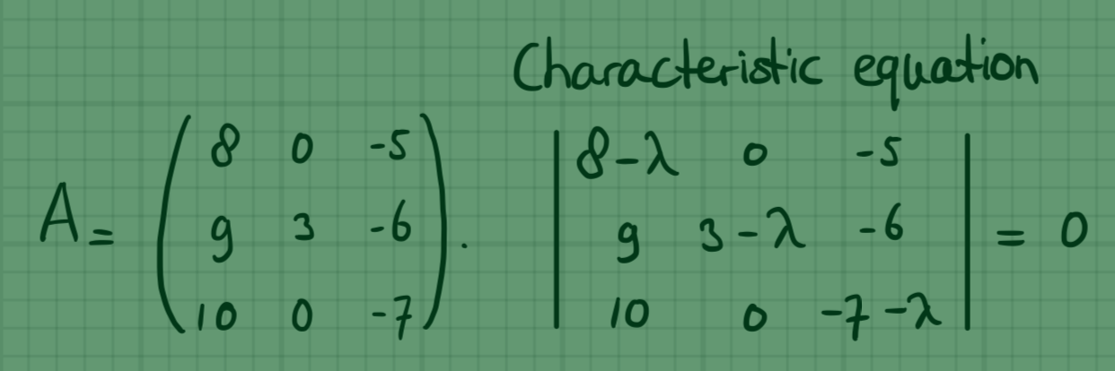Real eigenvalues and eigenvectors of 3×3 matrices, example 2